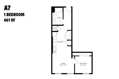 One Bedroom A7 661 SF - The Ballard Independent